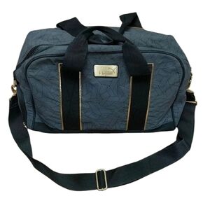 PUMA Duffle Bag Black and Grey with Gold Hardware Gym Workout